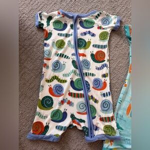 Little Sleepies Snail & Caterpillar Print Romper - Multicolor
